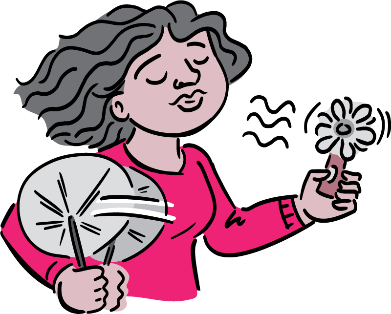 Cartoon of a woman fanning herself.