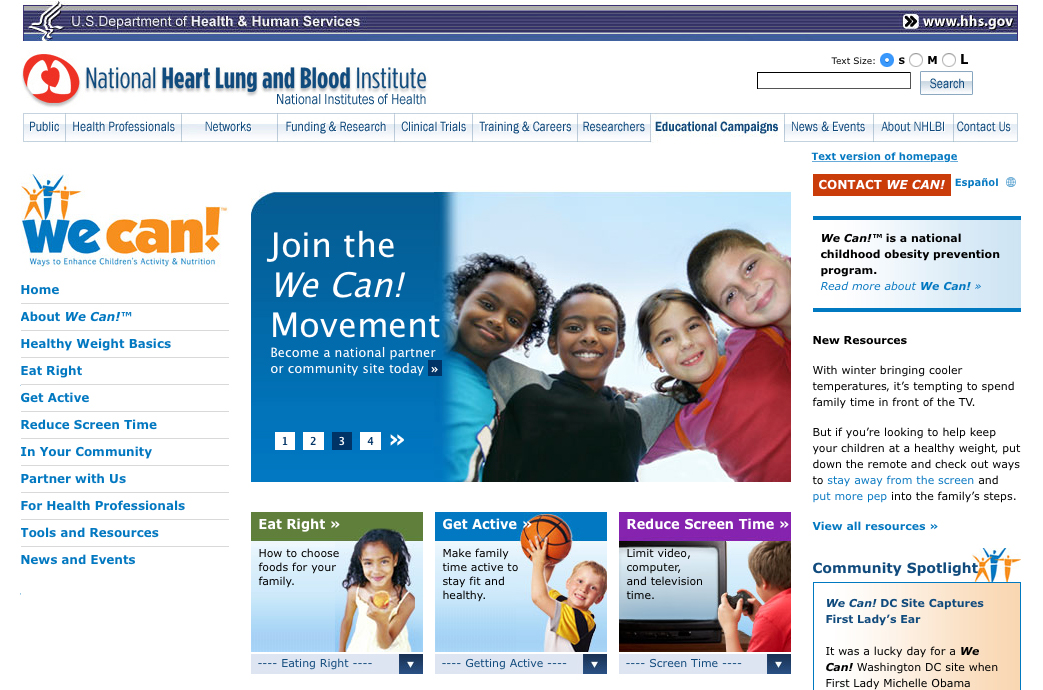 Screenshot of the We Can web site.