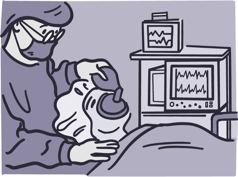 Illustration of a person undergoing anesthesia