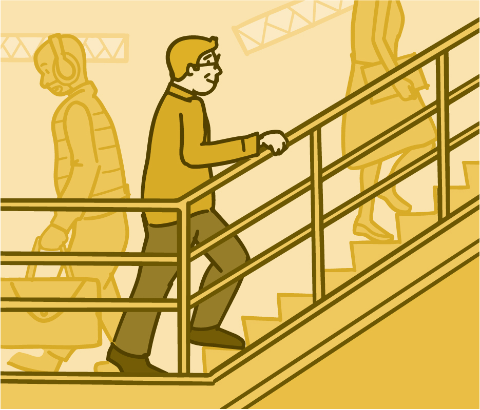 Illustration of people taking the stairs