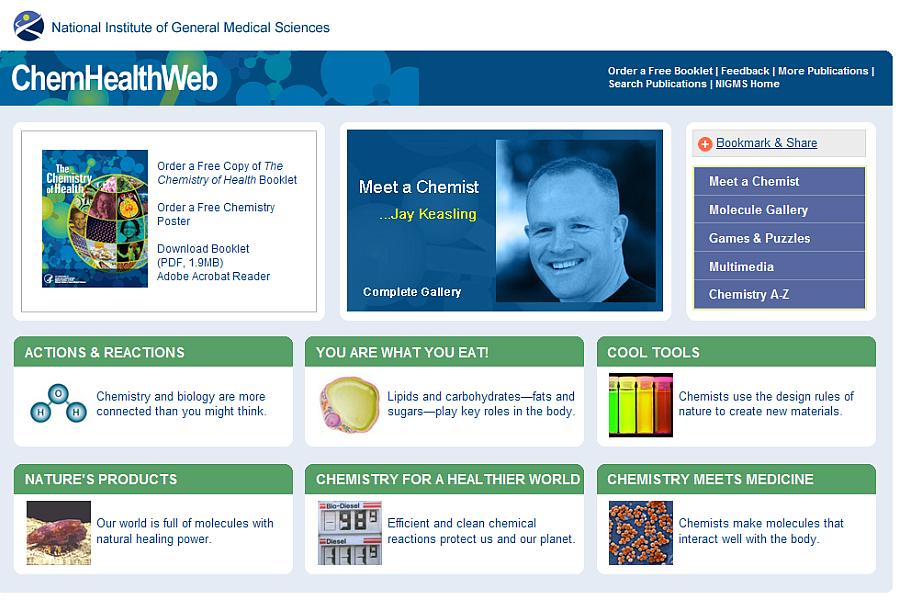 Screenshot of the ChemHealthWeb web site.