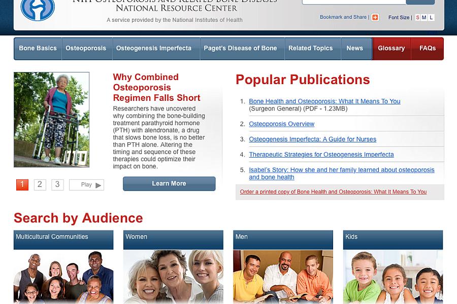 Screenshot of the Bone Resource Center web site.