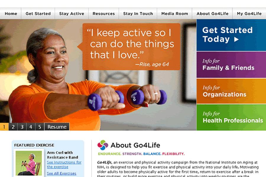 Screen capture of Go4Life website.