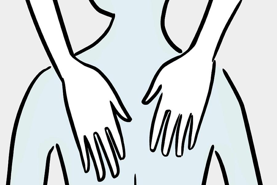 Illustration of hands massaging a person’s back.