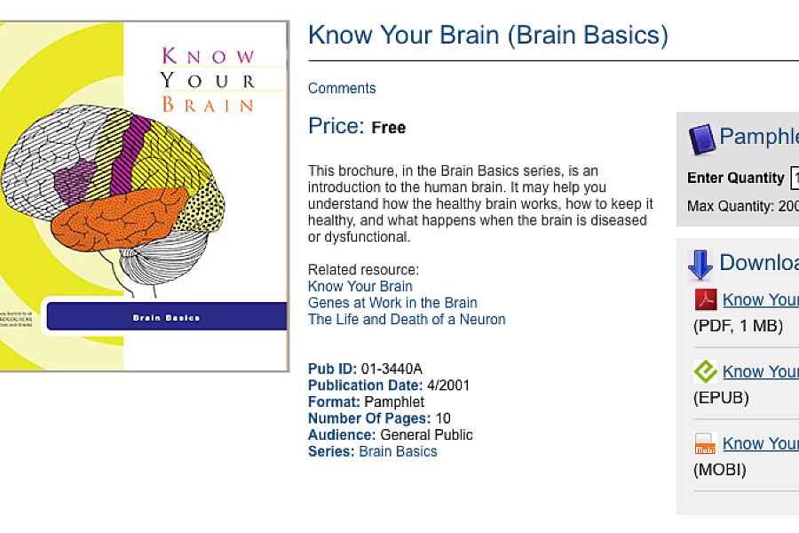 Screen capture of NIH’s Free eBooks on Health catalogue.