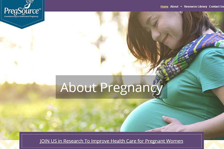 Screenshot of the Pregsource website.