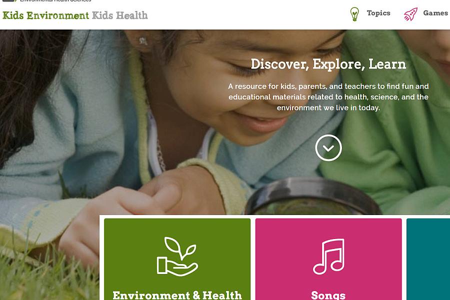 Screenshot of the Kids Environment Kids Health web page