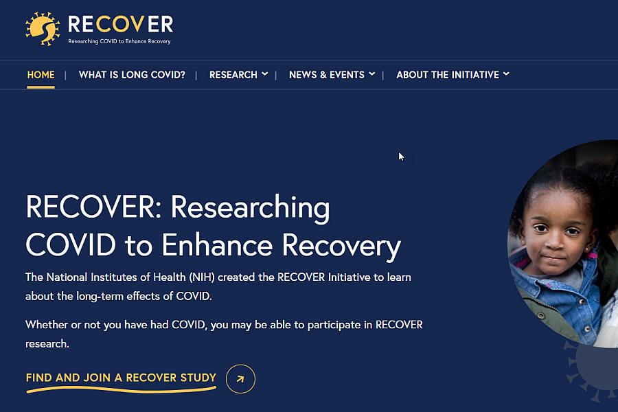 Screenshot of the RECOVER website.