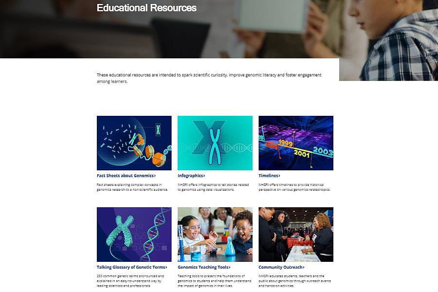 Screenshot of the genomics educational resource webpage.
