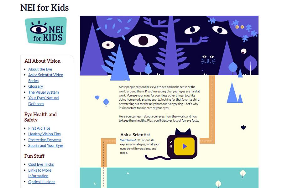 Screenshot of the NEI for Kids website.